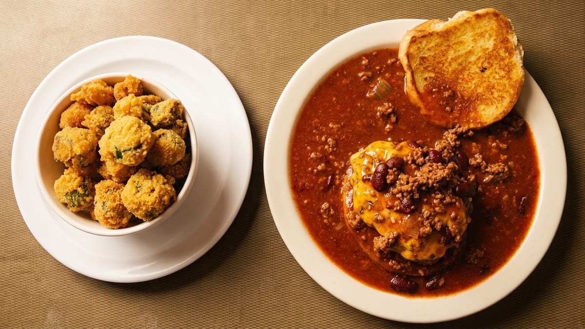 Hand-breaded okra. House-made burger patties.