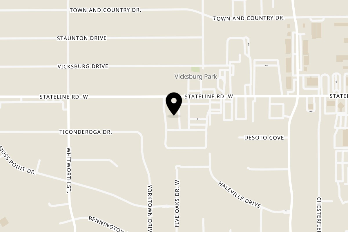 Map showing the location of The Country Skillet on 1219 Main St in Southaven
